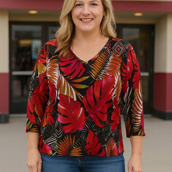 Vera Land Multi Color Beaded Top - Picture 1 of 6